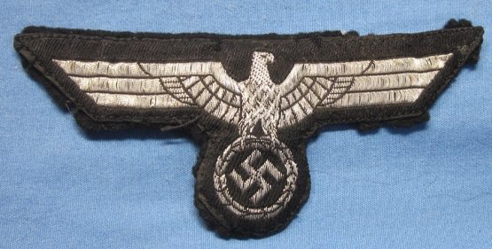 German WWII Panzer Flat Wire Coat Eagle, Removed From Coat — image 2
