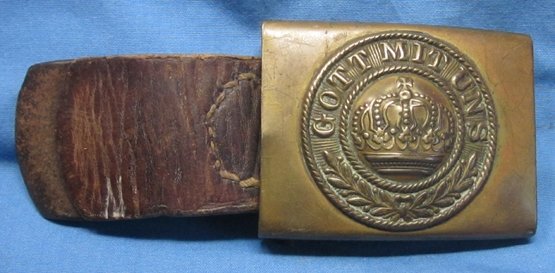 German WWI Prussian Enlisted M1895 Service Buckle & Leather Tab — image 2