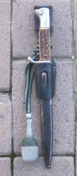 German WWII Heer Double Etched Blade Dress Bayonet, Eickhorn, Geb.Jager Rgt 98 — image 3