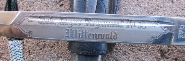 German WWII Heer Double Etched Blade Dress Bayonet, Eickhorn, Geb.Jager Rgt 98 — image 6