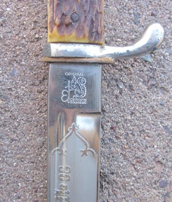 German WWII Heer Double Etched Blade Dress Bayonet, Eickhorn, Geb.Jager Rgt 98 — image 7