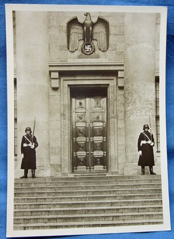 German WWII Reichskanzlei Postcard, SS Guards — image 2
