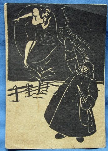 German WWII Feldpost Christmas Postcard 1941, Field Made, Panzer AOK 2 — image 2