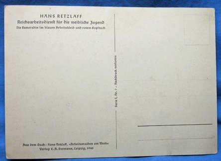German WWII Female RAD Postcard — image 3