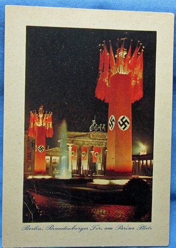 German WWII NSDAP Postcard, Brandenburg Tor — image 2