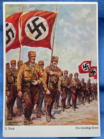 German WWII NSDAP Postcard, Die Lebendige Front — image 2