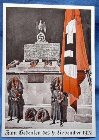 German WWII Beer Hall Putsch 14th Anniversay Postcard, 1937 — image 2