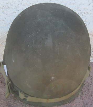 US WWII M1 Steel Helmet Shell, Fixed Bale, Original Chinstrap, Lot 629A — image 4