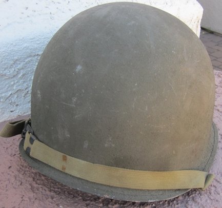 US WWII M1 Steel Helmet Shell, Fixed Bale, Original Chinstrap, Lot 629A — image 5