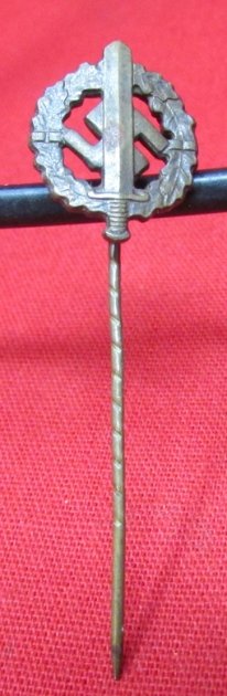 German WWII Bronze SA Sports Badge Stickpin, RZM M1/6 — image 2
