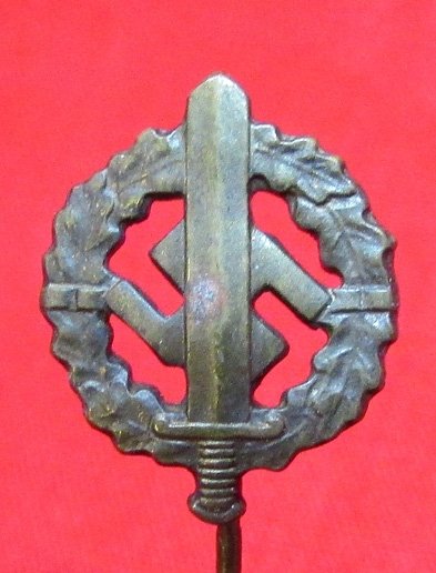 German WWII Bronze SA Sports Badge Stickpin, RZM M1/6 — image 3