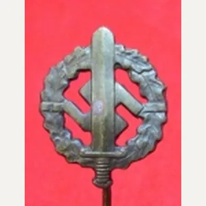 German WWII Bronze SA Sports Badge Stickpin, RZM M1/6