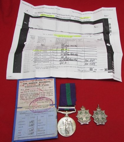 British Medal 1918 General Service Medal, 2 Sports Medal & Pass Book, Border Regt. Palestine — image 2