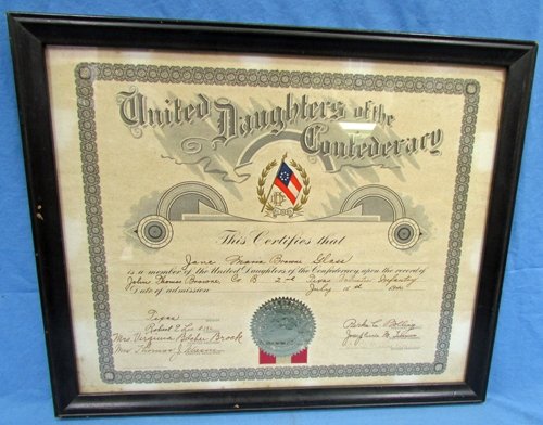 US Post Civil War, United Daughters of the Confederacy Membership Certificate, Texas Soldier — image 2
