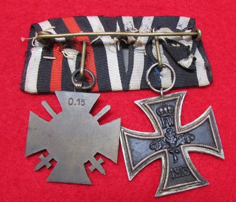 German WWI 2 Place Medal Bar, Iron Cross 2nd Class & Hindenburg Cross — image 3