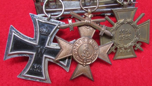 German WWI Prussian/Bavarian 3 Place Medal Bar, Parade Mount — image 3
