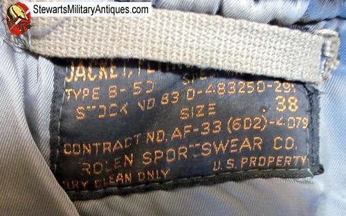  US Cold War Era USAF B-15D Flight Jacket, Rolen Sportswear Sz 38 — image 5