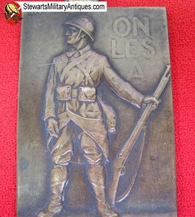  French WWI Bronze Patriotic Table Medal/Plaque — image 2