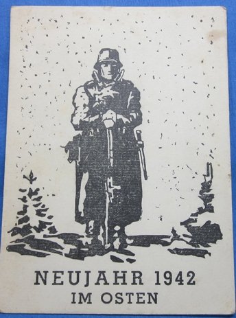German WWII New Year Card 1942, IR 449 Staff — image 2