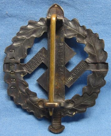 German WWII SA Sports Badge, Bronze, Numbered 51408 — image 3