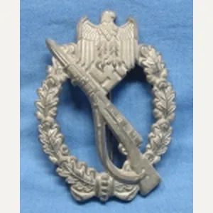 German WWII Infantry Assault Badge, Silver, Hollow Back