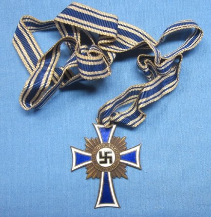 German WWII Mother's Cross, Bronze, Full Ribbon — image 2