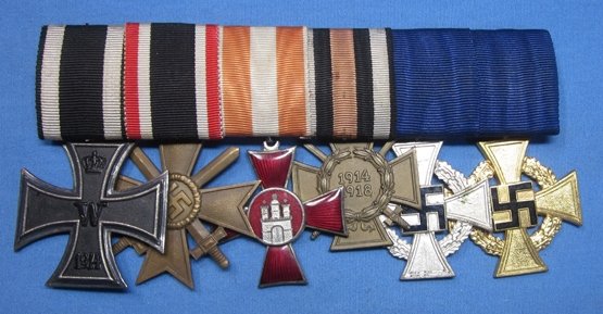 German WWI-WWII 6 Place Medal Bar — image 2