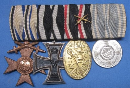 German WWI Bavarian Soldier 4 Place Medal Bar — image 2