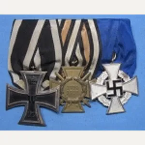 German WWI-WWII 3 Place Medal Bar