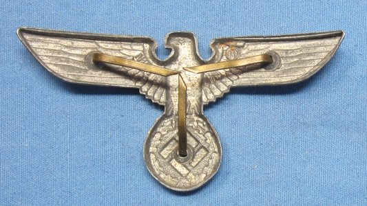 German WWII NSDAP Visor Hat Eagle, Zinc, Gold Paint — image 3