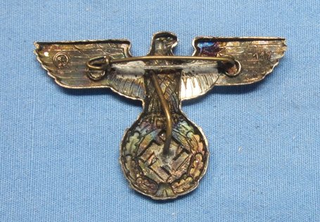 German WWII Silver NSDAP Cap Eagle, Owner Modified — image 3
