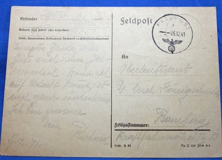 German WWII Feldpost Christmas Card, Russia 1941 — image 3