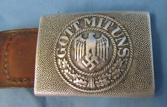  German WWII Army EM Pebbled Aluminum Buckle & 1937 Dated Tab — image 3