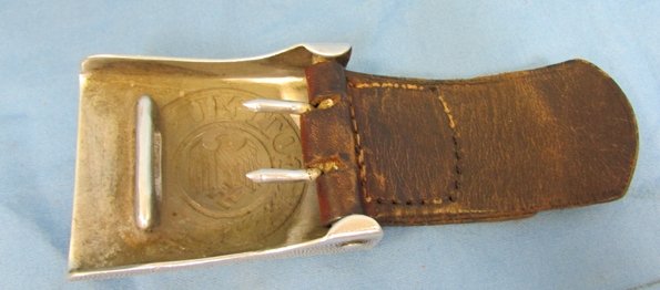  German WWII Army EM Pebbled Aluminum Buckle & 1937 Dated Tab — image 5