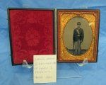 US Civil War Armed Soldier Ambrotype, 1/4 Plate, Full Case