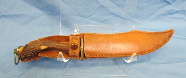  Mexican Pre WWII Engraved Era Knife with Sheath, Stag Grips — image 2