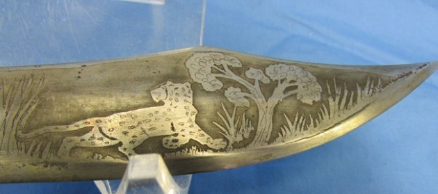  Mexican Pre WWII Engraved Era Knife with Sheath, Stag Grips — image 5