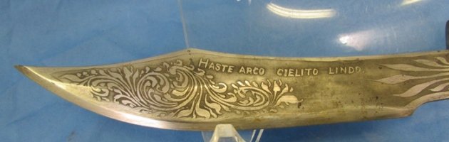  Mexican Pre WWII Engraved Era Knife with Sheath, Stag Grips — image 6