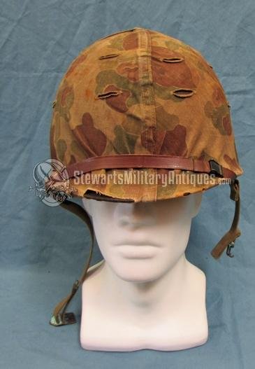  US WWII USMC M1 Helmet, Liner and Camouflage Cover, Korean War Service — image 2