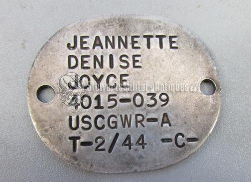  US WWII Womans Coast Guard Dog Tag 1944, SPARS — image 2