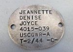 US WWII Womans Coast Guard Dog Tag 1944, SPARS