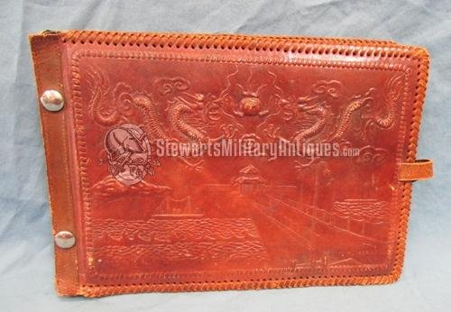  US Post WWII US Navy Scrapbook, Leather Cover, Chinese Dragons — image 2