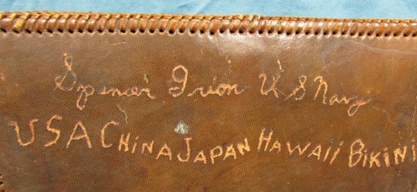  US Post WWII US Navy Scrapbook, Leather Cover, Chinese Dragons — image 3