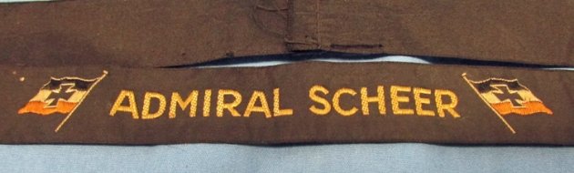 German WWII Childs Kriegsmarine Cap Tally, Admiral Scheer — image 3