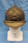 French WWI Adrian Artillery Helmet with Veterans Brass Visor Plate