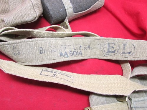 British WWII P37 Belt Set, Belt, Two Pouches, Canteen & Shoulder Straps — image 4