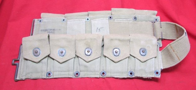 US WWII Canvas M1926, 10 Pocket Cartridge Belt, 1942 — image 2