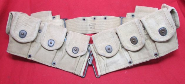 US WWI M1918, 10 Pocket Cartridge Belt, LONG 1918, Unit Marked — image 2