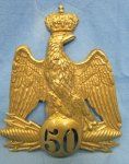 French Second Empire M1860 Infantry Shako Plate, 50th Regiment