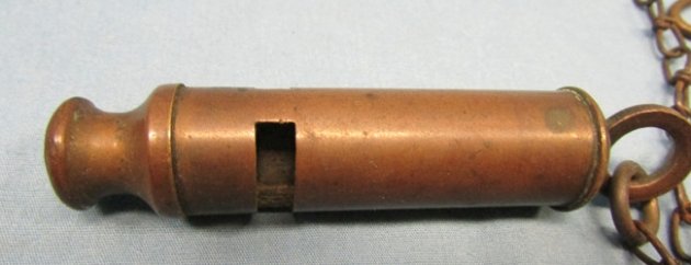 US WWI Brass Whistle & Chain — image 3